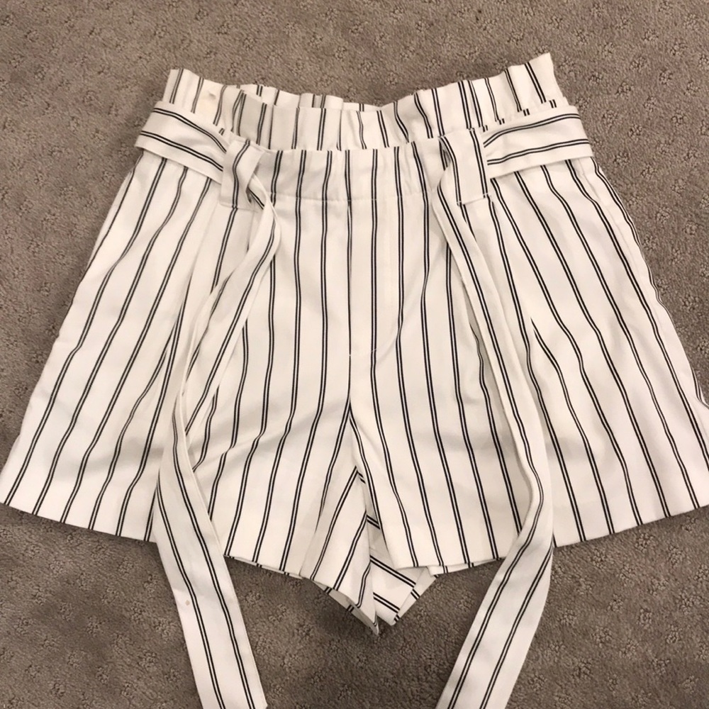 black and white stripped shorts
